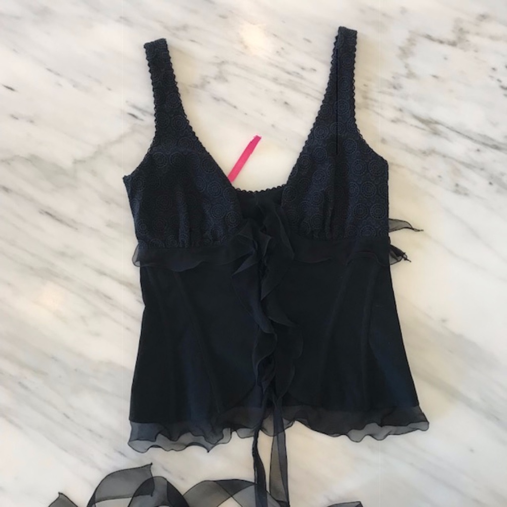 Black Tie Up Sleeveless with Boning
